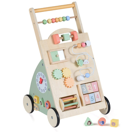 Wooden Baby Walker with Wheels and Storage BasketTorqelo.com
