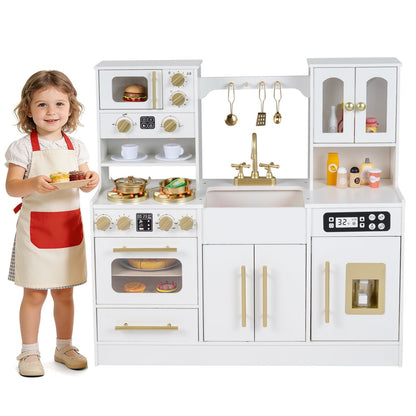 Wooden Kids Kitchen Playset with Realistic Lights and SoundsTorqelo.com