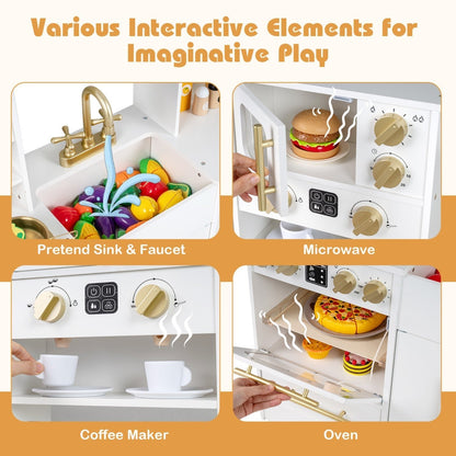 Wooden Kids Kitchen Playset with Realistic Lights and SoundsTorqelo.com