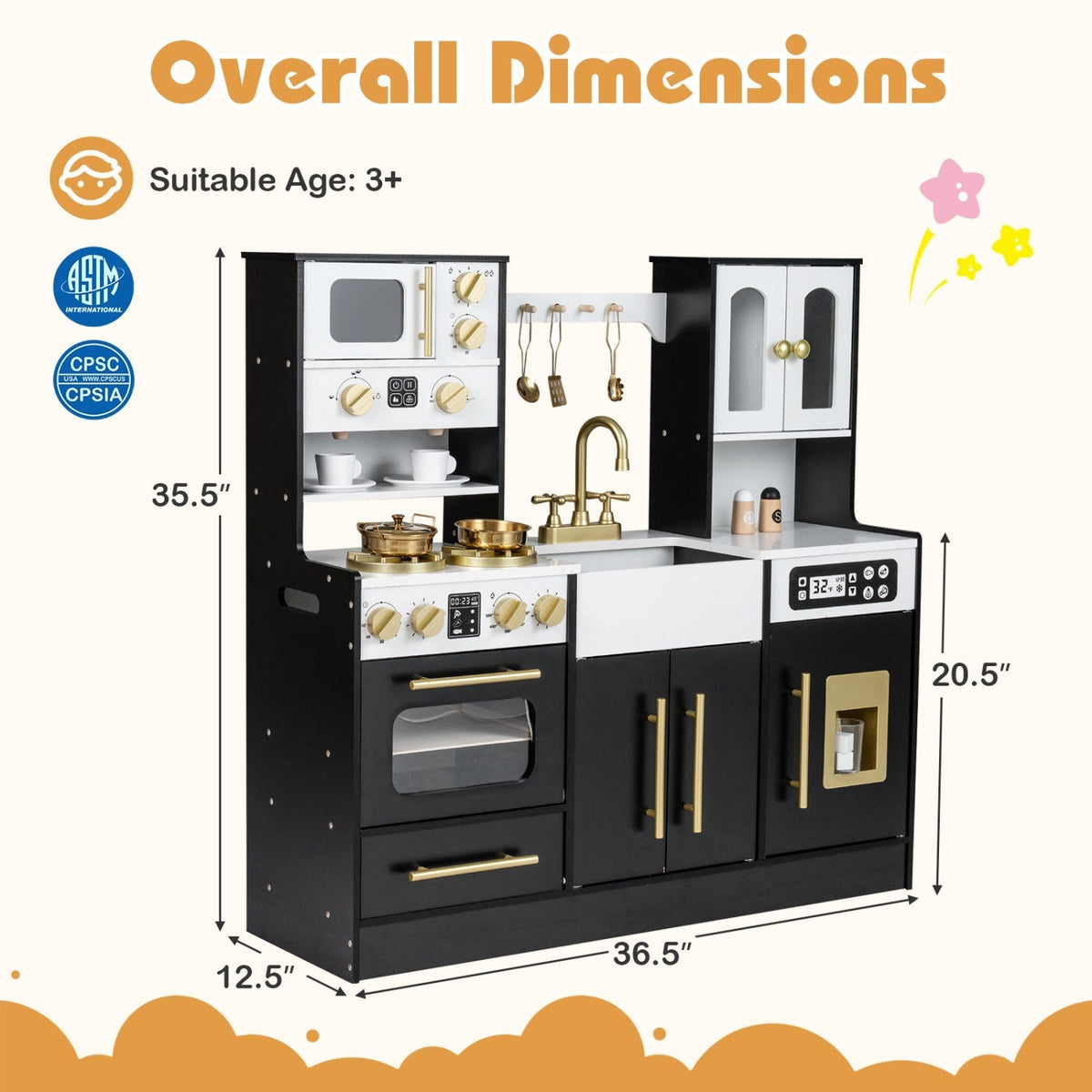 Wooden Kids Kitchen Playset with Realistic Lights and SoundsTorqelo.com