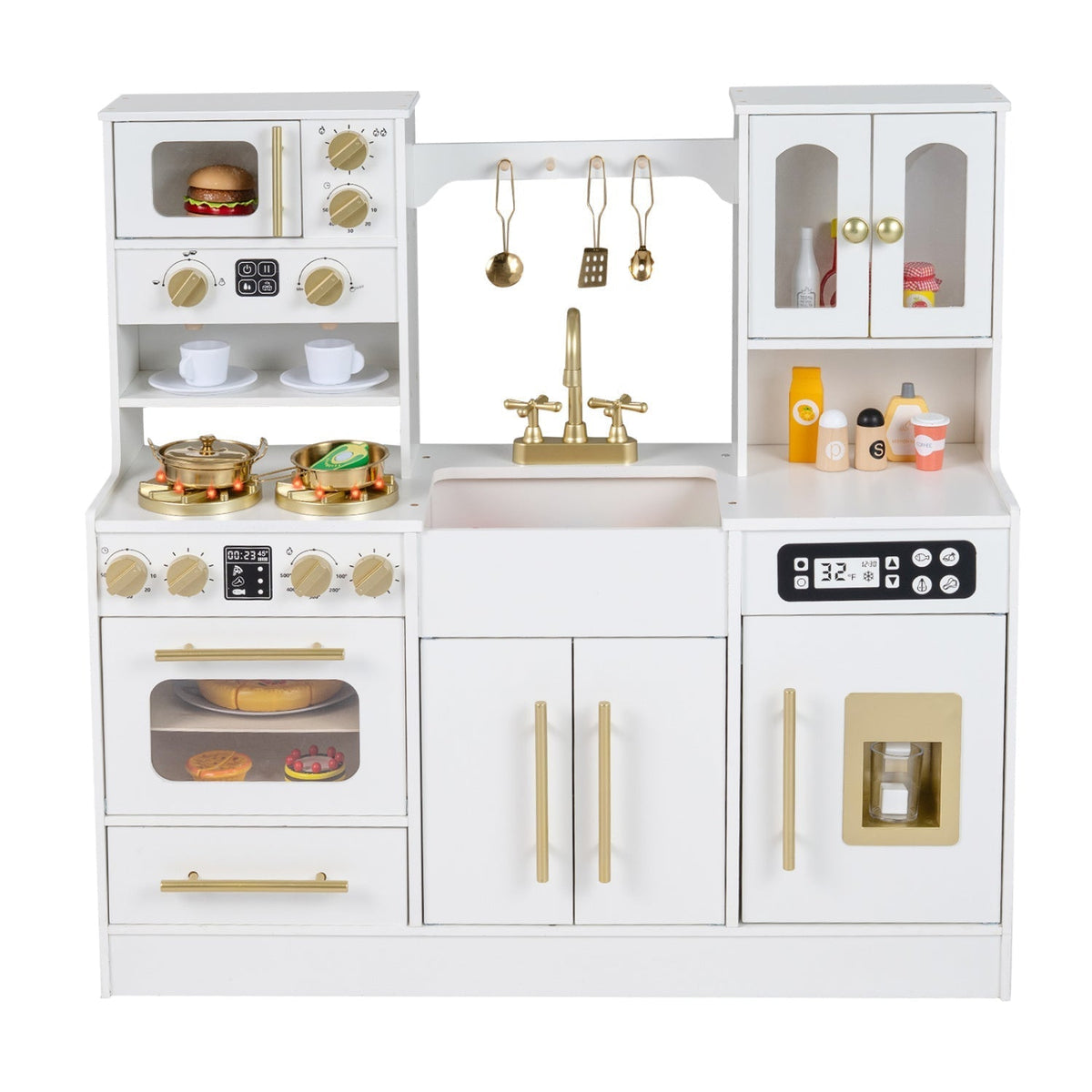 Wooden Kids Kitchen Playset with Realistic Lights and SoundsTorqelo.com