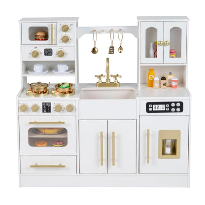 Wooden Kids Kitchen Playset with Realistic Lights and SoundsTorqelo.com