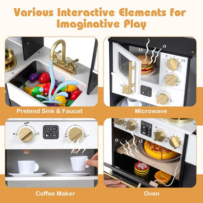 Wooden Kids Kitchen Playset with Realistic Lights and SoundsTorqelo.com