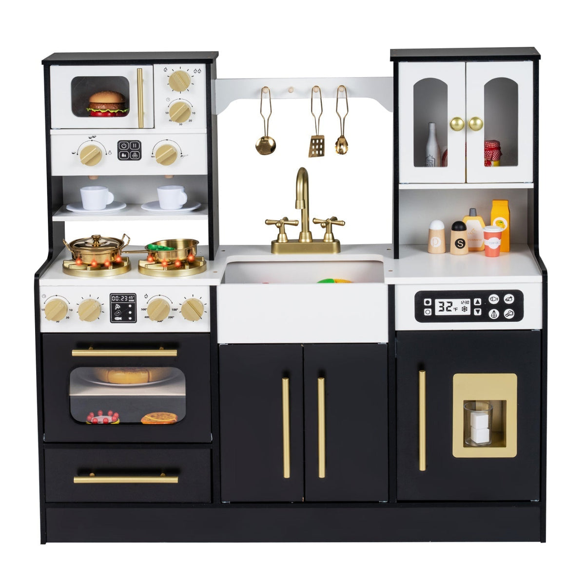 Wooden Kids Kitchen Playset with Realistic Lights and SoundsTorqelo.com