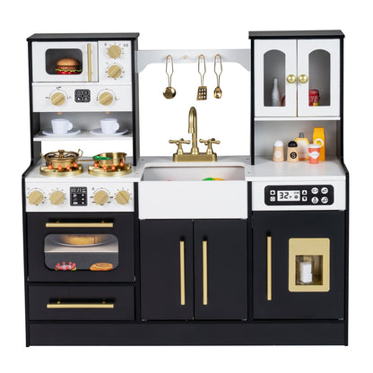 Wooden Kids Kitchen Playset with Realistic Lights and SoundsTorqelo.com
