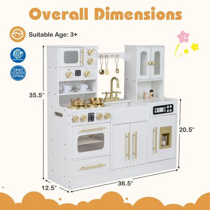 Wooden Kids Kitchen Playset with Realistic Lights and SoundsTorqelo.com
