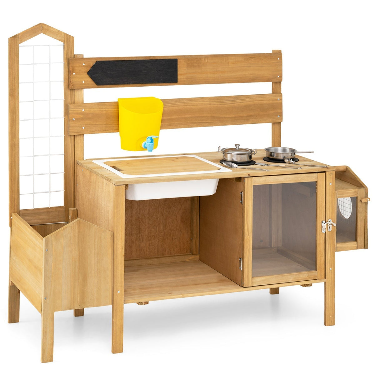 Wooden Mud Kitchen for Kids with Detachable Bird CagePlay KitchenTorqelo.com