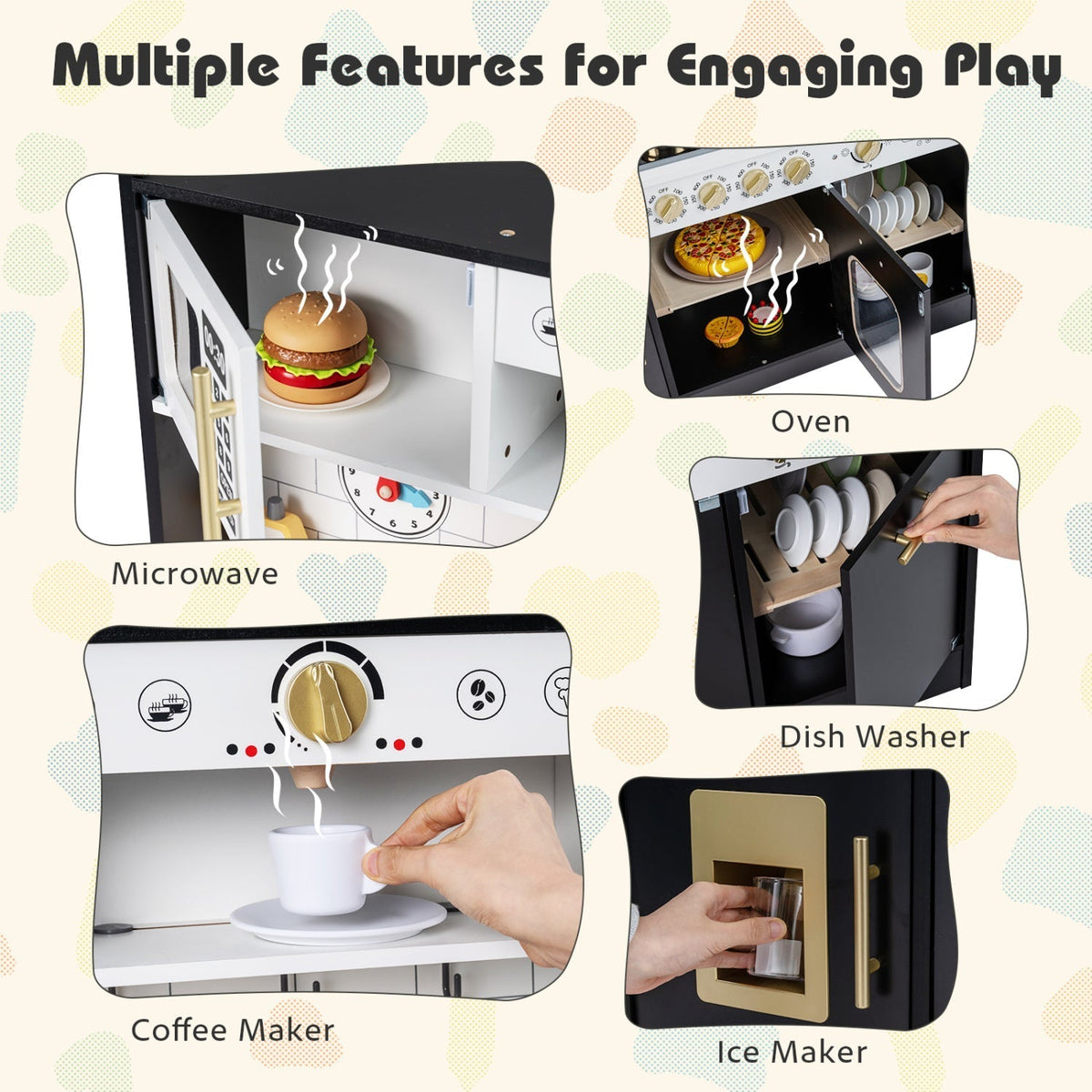 Wooden Play Kitchen for Kids with Realistic Lights and SoundsTorqelo.com