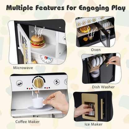 Wooden Play Kitchen for Kids with Realistic Lights and SoundsTorqelo.com