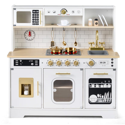 Wooden Play Kitchen for Kids with Realistic Lights and SoundsTorqelo.com