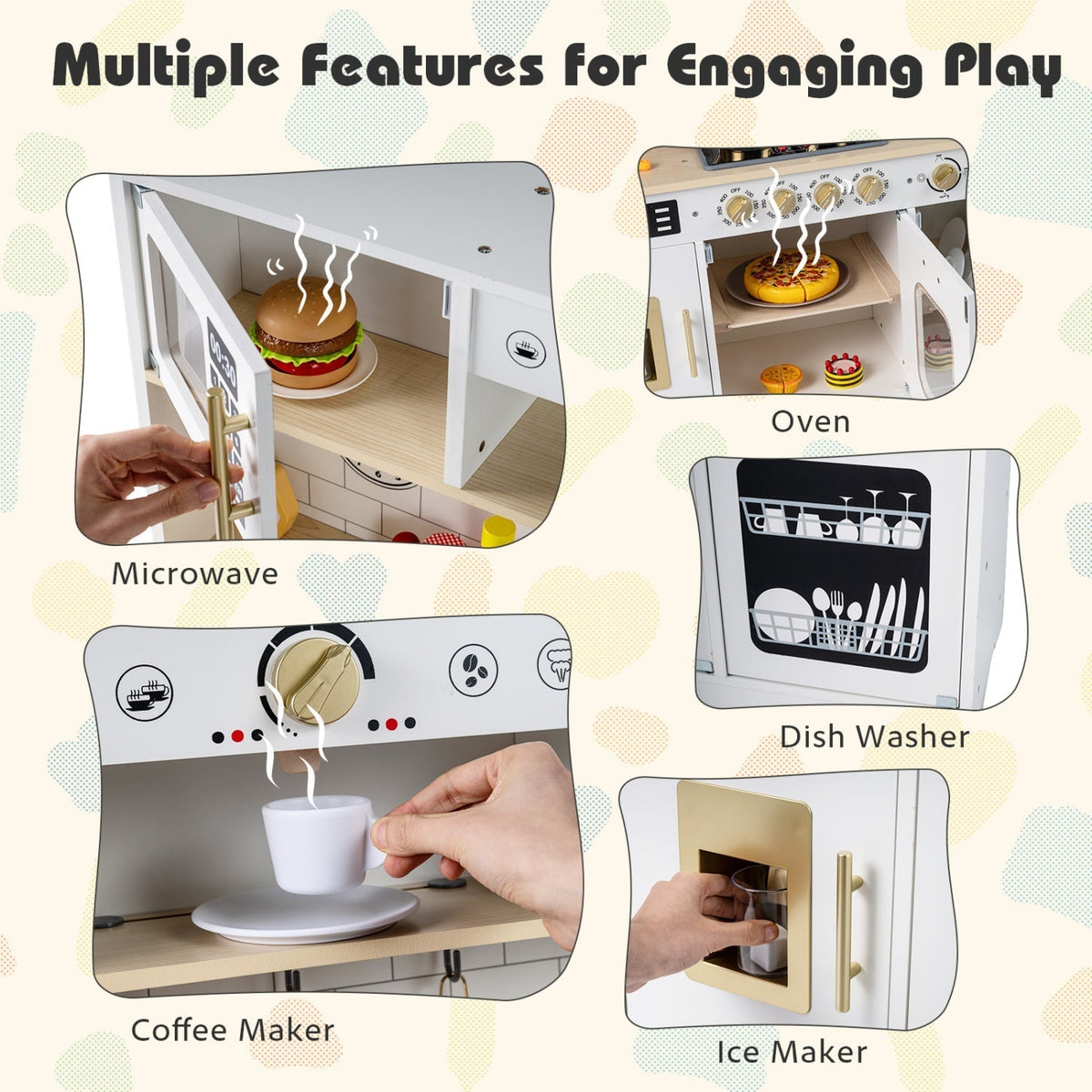 Wooden Play Kitchen for Kids with Realistic Lights and SoundsTorqelo.com