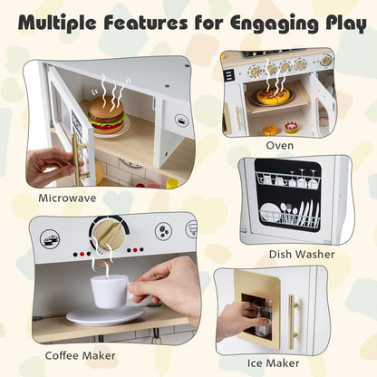 Wooden Play Kitchen for Kids with Realistic Lights and SoundsTorqelo.com