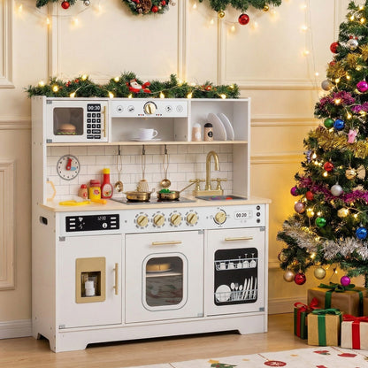 Wooden Play Kitchen for Kids with Realistic Lights and SoundsTorqelo.com