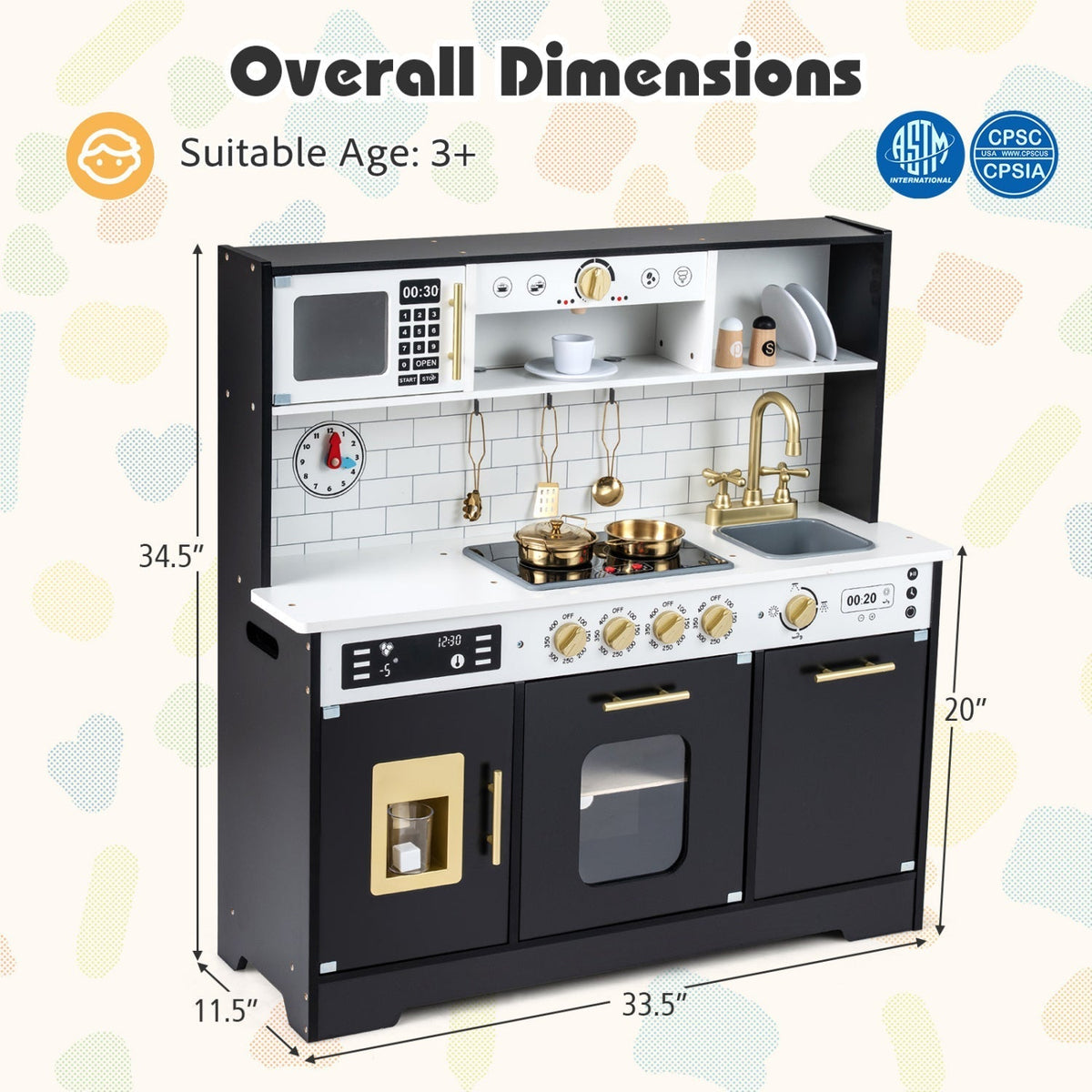 Wooden Play Kitchen for Kids with Realistic Lights and SoundsTorqelo.com