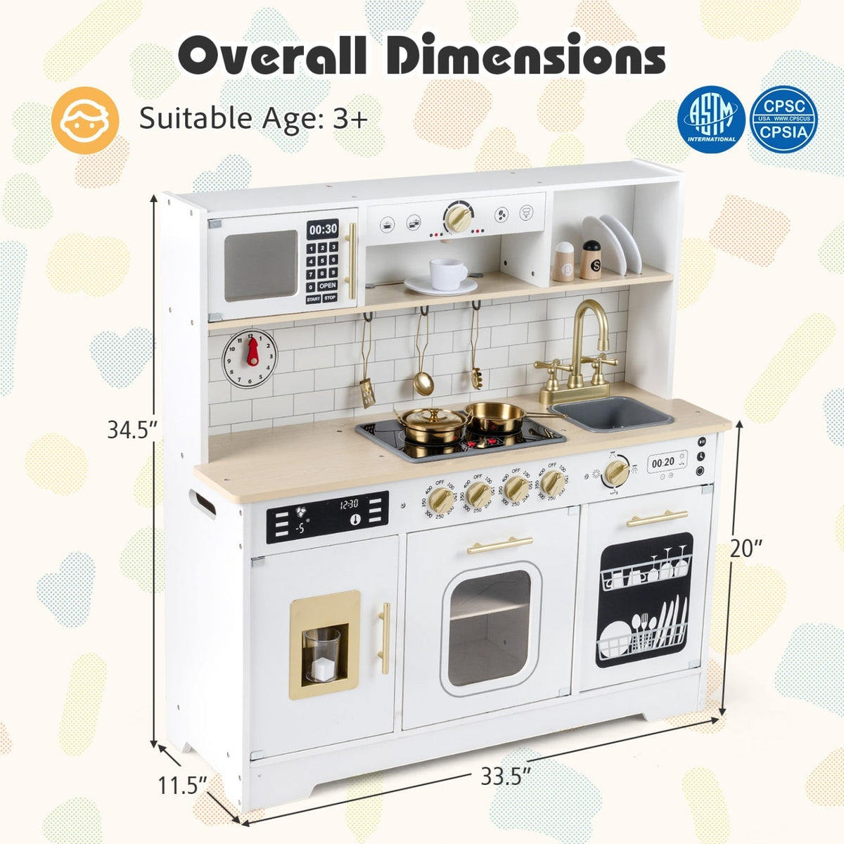 Wooden Play Kitchen for Kids with Realistic Lights and SoundsTorqelo.com