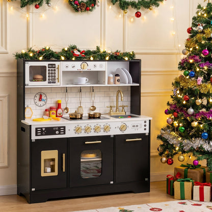 Wooden Play Kitchen for Kids with Realistic Lights and SoundsTorqelo.com