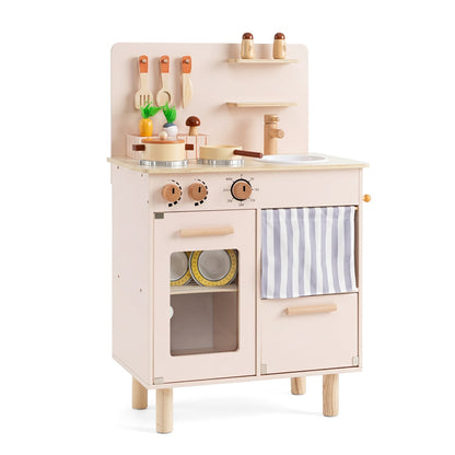 Wooden Play Kitchen Set for Kids with Stove, Sink & FaucetPlay Kitchen SetTorqelo.com
