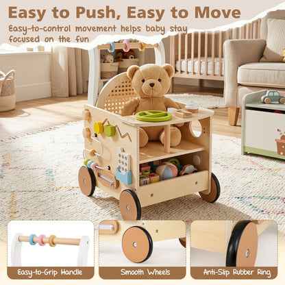 Wooden Push Walker 13-in-1 Activity Center with StorageBaby WalkerTorqelo.com