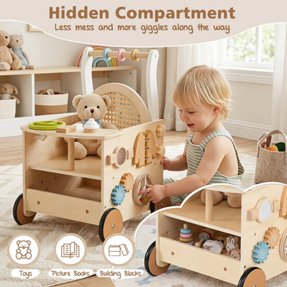 Wooden Push Walker 13-in-1 Activity Center with StorageBaby WalkerTorqelo.com
