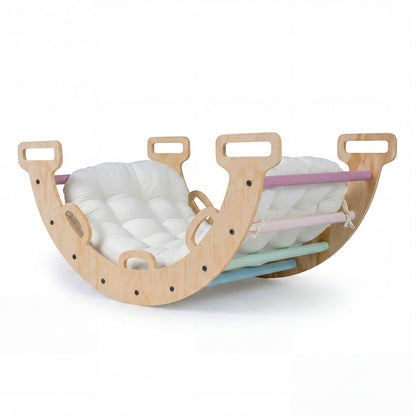 Wooden Rocking Climbing Arch with Cushion 3-in-1 MontessoriClimbing ToyTorqelo.com