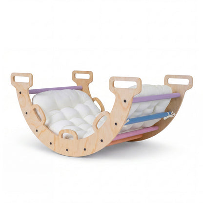 Wooden Rocking Climbing Arch with Cushion 3-in-1 MontessoriClimbing ToyTorqelo.com