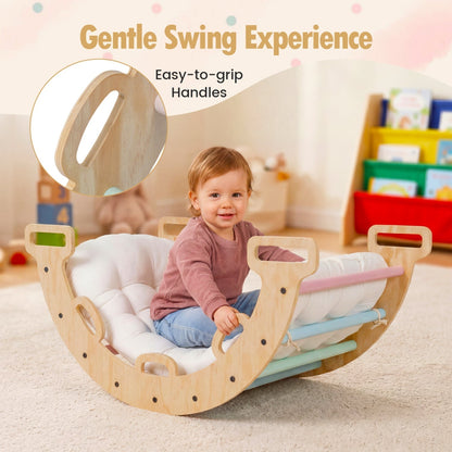 Wooden Rocking Climbing Arch with Cushion 3-in-1 MontessoriClimbing ToyTorqelo.com