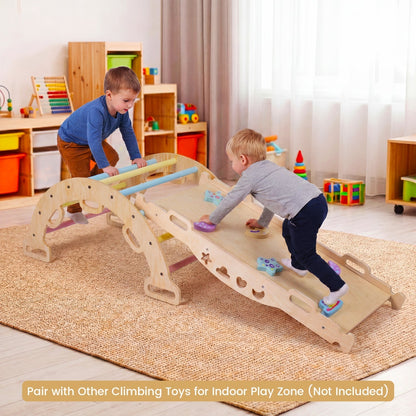 Wooden Rocking Climbing Arch with Cushion 3-in-1 MontessoriClimbing ToyTorqelo.com