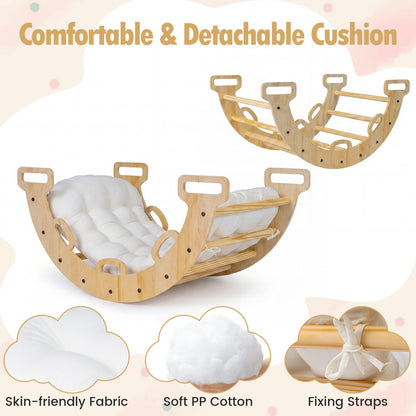 Wooden Rocking Climbing Arch with Cushion 3-in-1 MontessoriClimbing ToyTorqelo.com