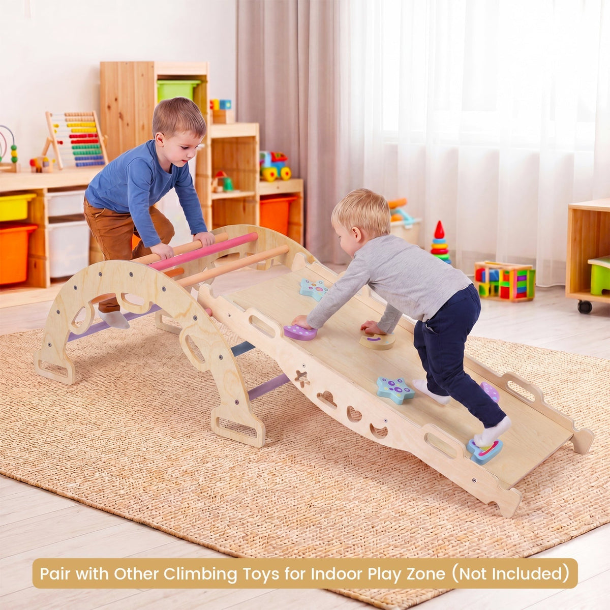 Wooden Rocking Climbing Arch with Cushion 3-in-1 MontessoriClimbing ToyTorqelo.com