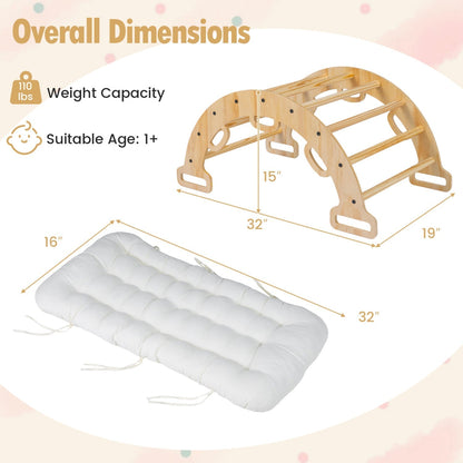 Wooden Rocking Climbing Arch with Cushion 3-in-1 MontessoriClimbing ToyTorqelo.com