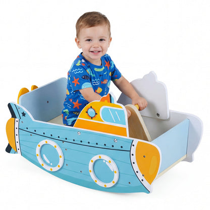 Wooden Submarine Rocking Climber with Rotating PropellerClimbing ToyTorqelo.com