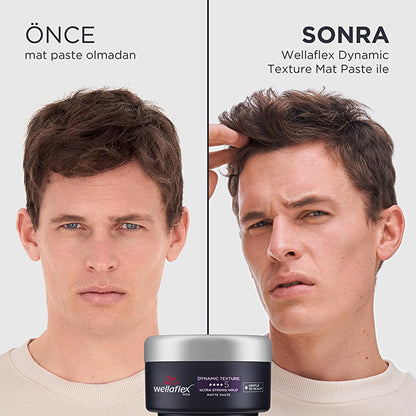 Wella Wellaflex Men's Dynamic Texture Matte Hair Paste - Ultra Strong Hold, Vegan Hair Wax for Long-Lasting Texturized Styles by Beauty Care Bag