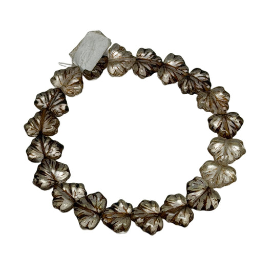 Czech Glass Leaf Beads 13x11mm Smoky Bronze - 20 Beads per Strand by Continental Bead Suppliers