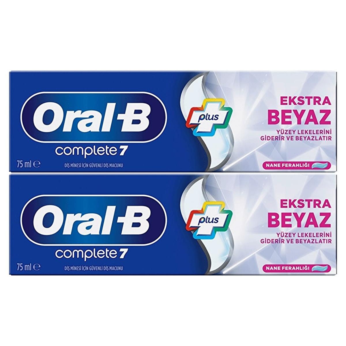 Oral-B Complete 7 Extra White Teeth Whitening Toothpaste - Surface Stain Removal, Dental Protection, Mint Freshness - 5.07 fl oz (2-Pack) by Beauty Care Bag
