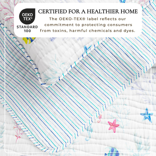 Colorful Coastal Seascape Quilt Set - Ryanne Collection by Great Bay Home