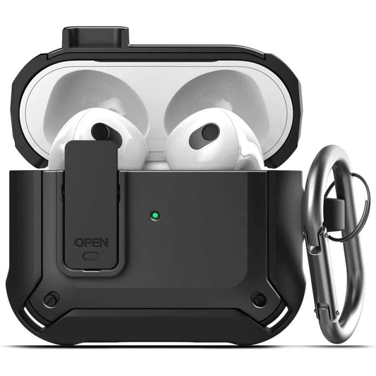 X-Armor for Airpods 3rd Generation Case with Locking Lid | Protective Carrying Pod with Carabiner Keychain (Airpods Gen 3) by EasyOptionXY