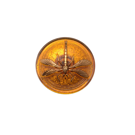 Czech Glass Amber Dragonfly Button 31mm - Vintage Style Nature Motif by Continental Bead Suppliers
