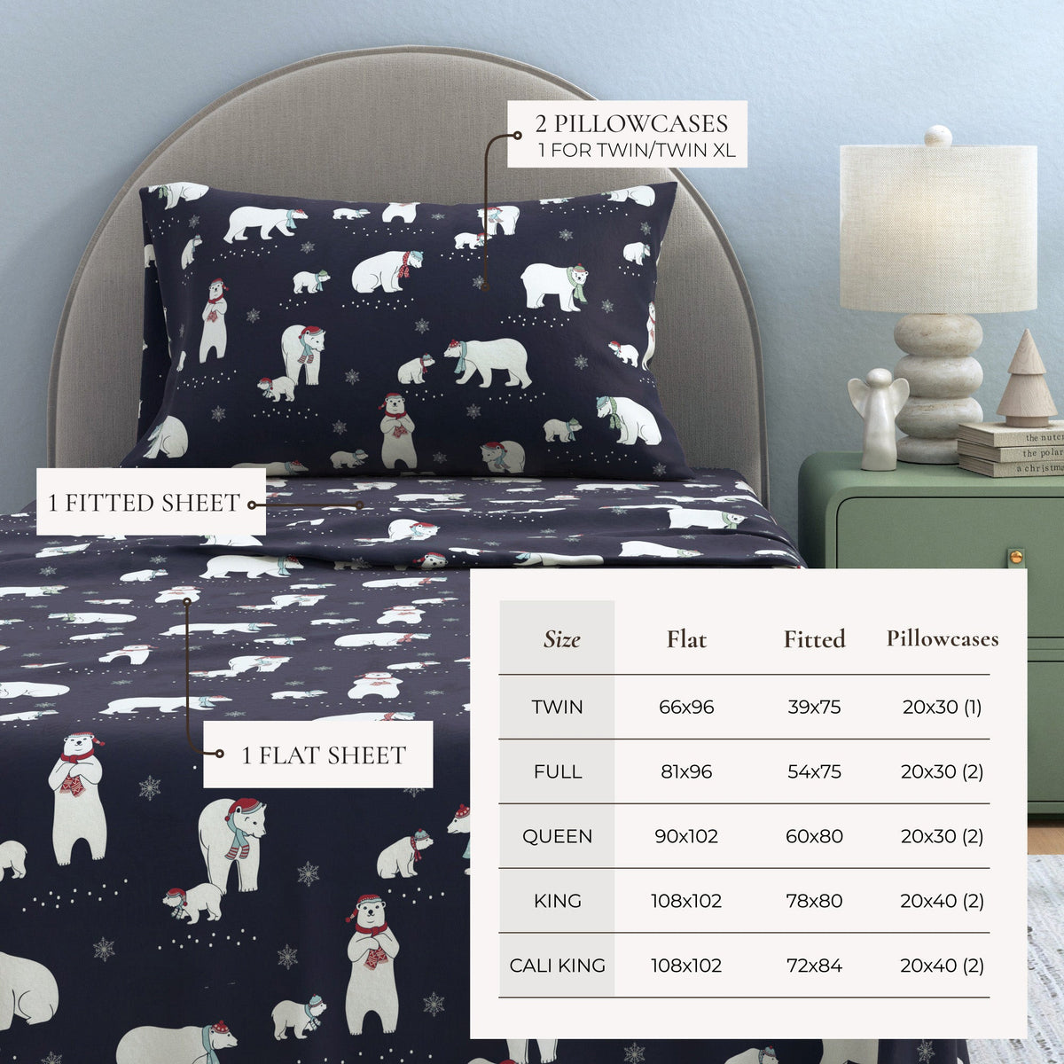Turkish Cotton Christmas Flannel Sheet Set - Whittaker Collection by Great Bay Home
