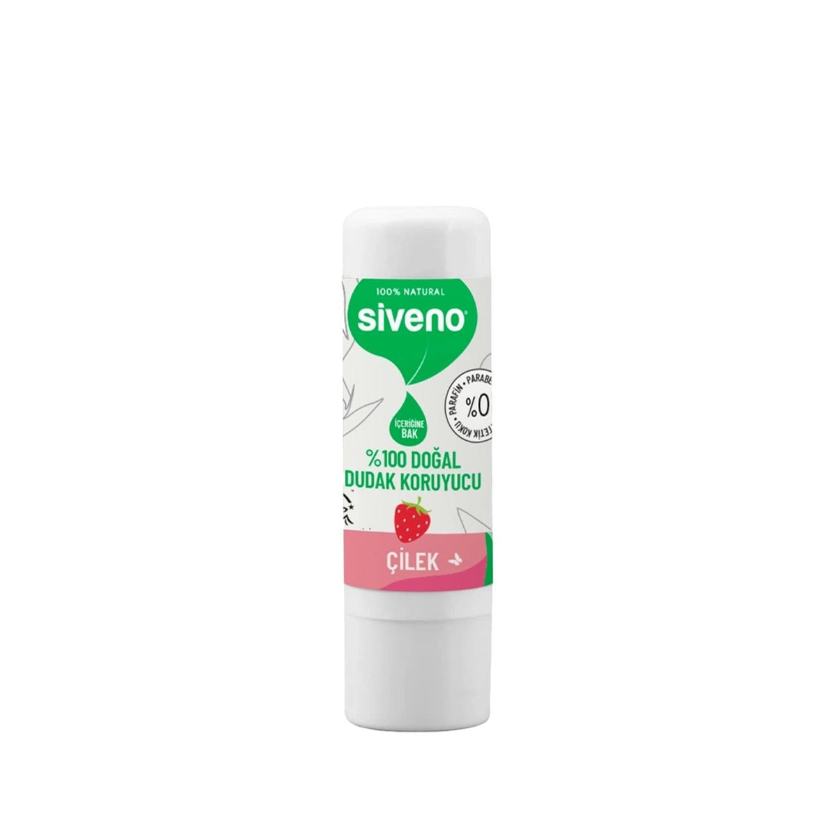 Siveno Natural Lip Balm, Moisturizing & Herbal Lip Care with Strawberry Flavor - 100% Organic Lip Product by Beauty Care Bag