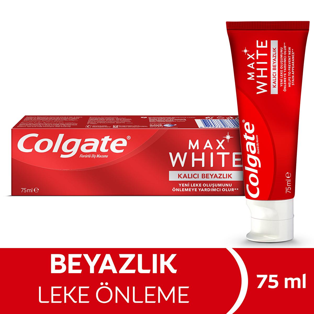 Colgate Max White Whitening Toothpaste: Stain Removal for Lasting White Smile & Fresh Breath - Enamel Safe by Beauty Care Bag
