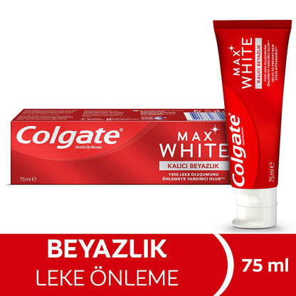 Colgate Max White Whitening Toothpaste: Stain Removal for Lasting White Smile & Fresh Breath - Enamel Safe by Beauty Care Bag