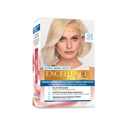 Loreal Paris Excellence Pure Blonde: Ultra Light Ash Blonde Hair Dye - 100% Gray Coverage, Hi-Lift Blonde, At-Home Hair Color Kit by Beauty Care Bag