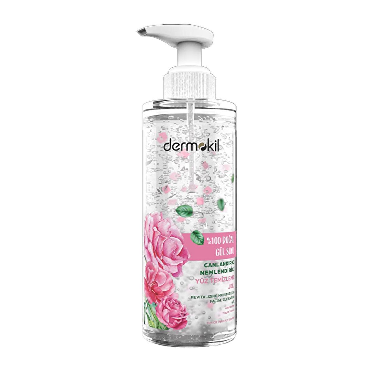 Dermokil Natural Rose Water Facial Cleansing Gel - Gentle Hydrating Face Wash for Sensitive Skin with Peptide & CICA - 200ml by Beauty Care Bag