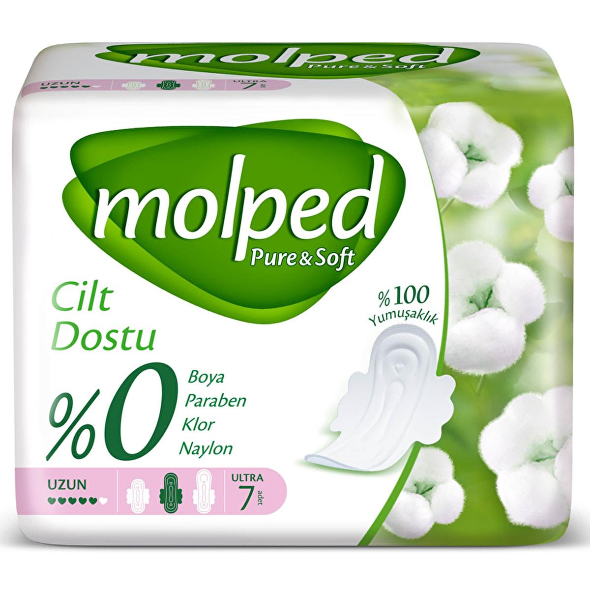 Molped Pure & Soft Organic Cotton Pads: Hypoallergenic, Chlorine & Paraben Free Sanitary Napkins for Sensitive Skin - 7 Count by Beauty Care Bag