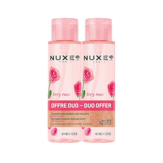Nuxe Very Rose Soothing Micellar Water - 2x400ml Gentle Skincare Cleanser for Sensitive Skin by Beauty Care Bag