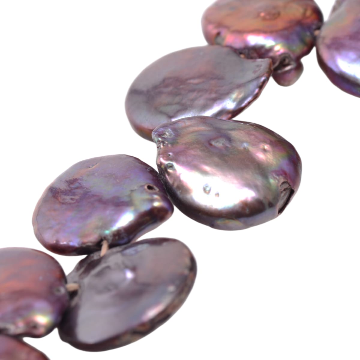 Maroon Peacock Freshwater Coin Pearls 16 Inch Strand - Lustrous Iridescent Beads by Continental Bead Suppliers