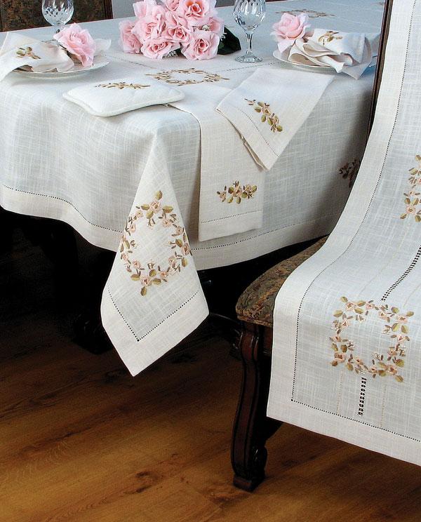 Xia Home Fashions Crewel Rose Placemats Embroidery Hemstitch 14x20 by Pink Leto