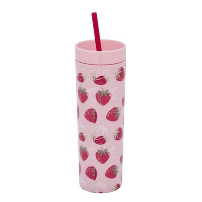 Ideenwelt Strawberry Straw Water Bottle for Easy Sipping 450 ml by Beauty Care Bag