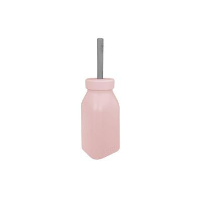 OiOi Silicone Baby Bottle & Straw Sippy Cup Set - Non-Toxic, Eco-Friendly, Easy-Grip - Perfect for BLW Feeding & Toddler Training (Pinky Pink/Powder Grey) by Beauty Care Bag