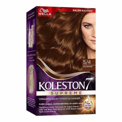 Wella Koleston Supreme 5/4 Light Chestnut Hair Dye: 100% Gray Coverage, Long Lasting Vibrant Brunette Color with Oil Elixir for Shine & Strength by Beauty Care Bag